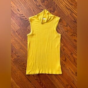 Christian Sirano Mustard Ribbed Sleeveless Turtleneck - Size Medium